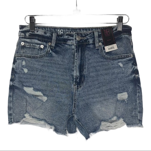 NO BOUNDARIES Blue Distressed Denim Shorts 11 NWT - Picture 2 of 5
